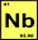 Niobium (Nb) atomic and molecular weight, atomic number and elemental symbol